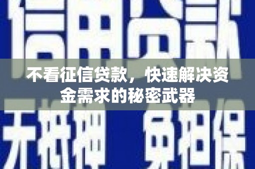 新港不看征信贷款，快速解决资金需求的秘密武器