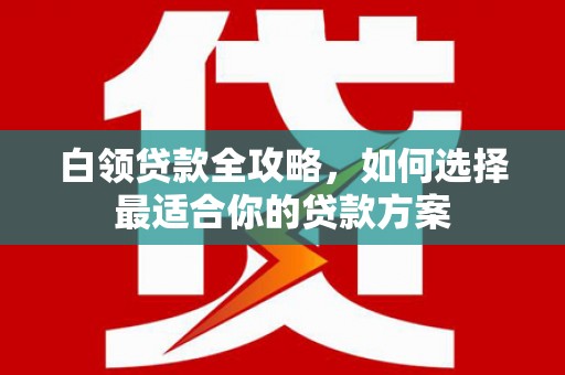 新港白领贷款全攻略，如何选择最适合你的贷款方案
